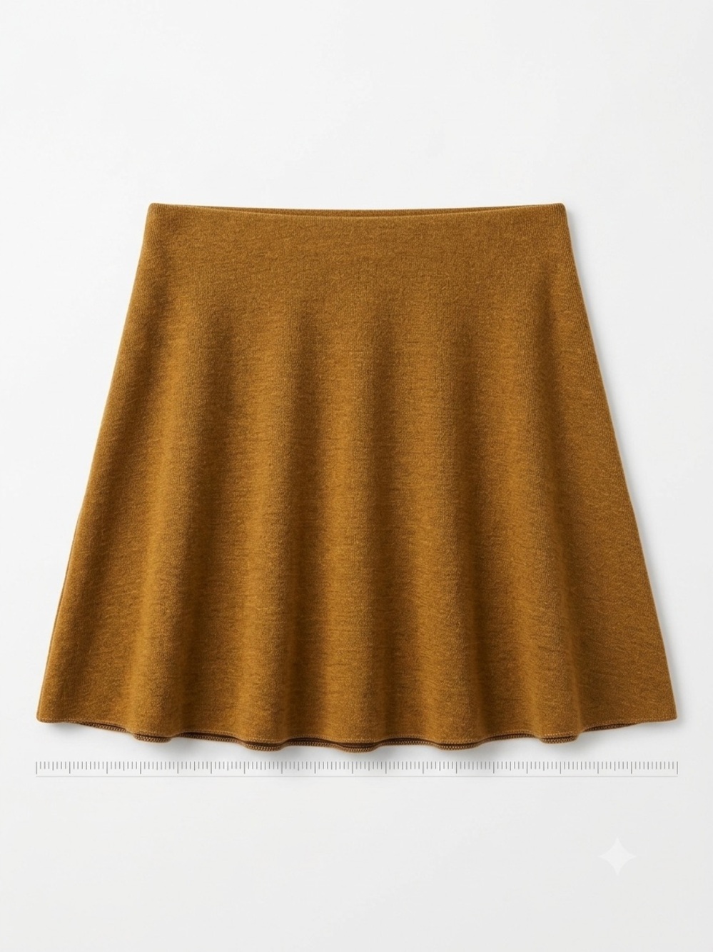 ZARA Camel Mustard Yellow Knit Flared A-Line Mini Skirt. Size Small